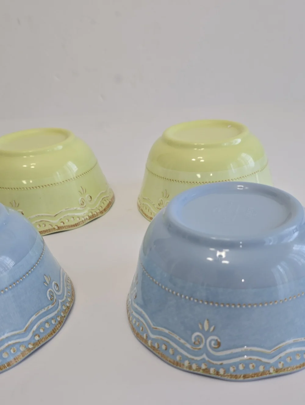 Lenox Set Of 4 French Perle Bowls Melamine Pistachio Green Ice Blue 5 5/8
